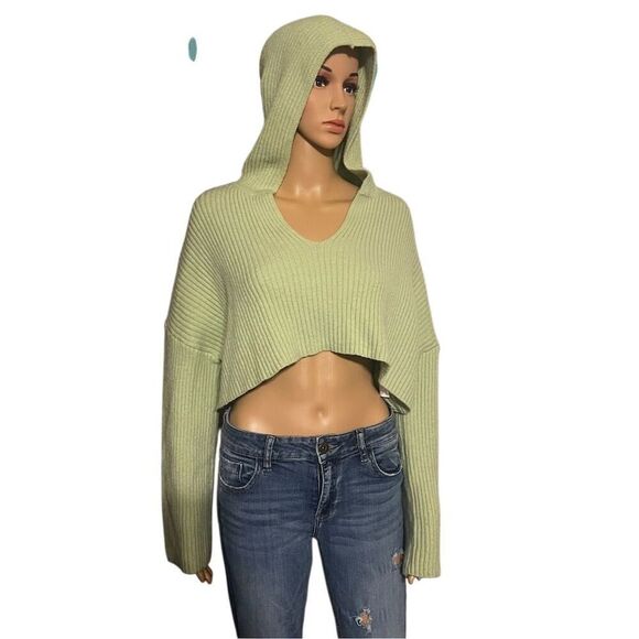 Princess Polly Women's Green V-Neck Cropped Sweater Size M/L - Picture 4 of 8